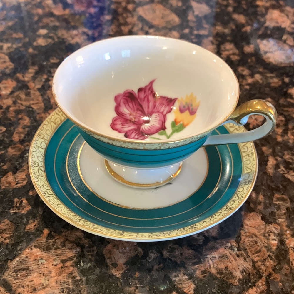 Vintage Shafford Hand painted Tea Cup and Saucer